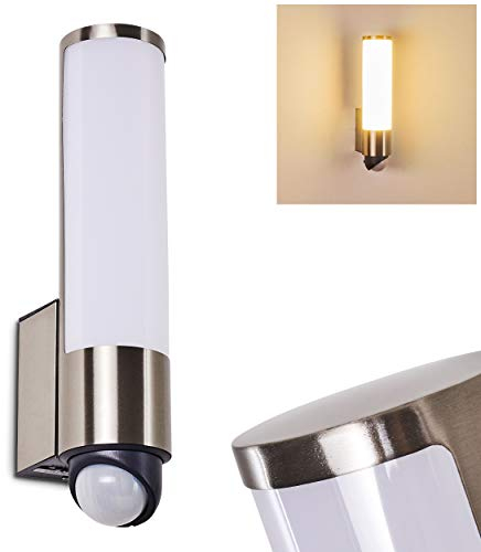 LED Außenwandleuchte Vasön m. Bewegungsmelder, Wandlampe aus Metall in Edelstahl, Gartenbeleuchtung m. 14 Watt, 1200 Lumen, 3000 Kelvin (warmweiß), moderne Wandleuchte für Terrasse/Hof/Haustür, IP54