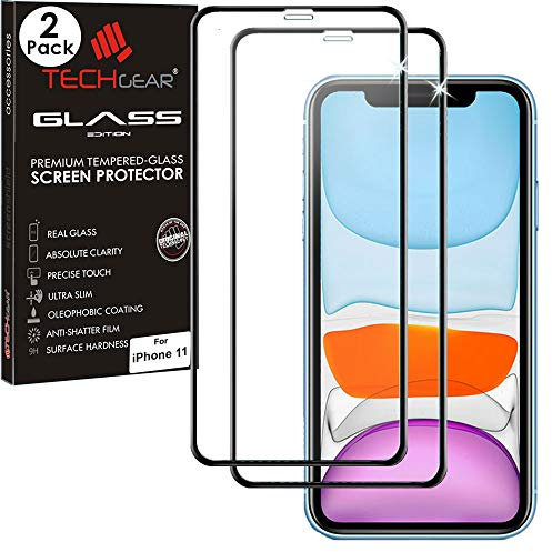 TECHGEAR® [2 Pack 3D GLASS Edition for iPhone 11, [FULL Screen Adhesion] & [Full Coverage] Tempered Glass Screen Protectors Guard Cover Compatible with Apple iPhone 11 - Black