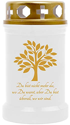 HS Candle 10er Pack Grabkerzen mit Motiv, Grablicht mit Brenndauer von ca. 40 Std, Motiv: Baum Gold, in vielen weiteren Varianten