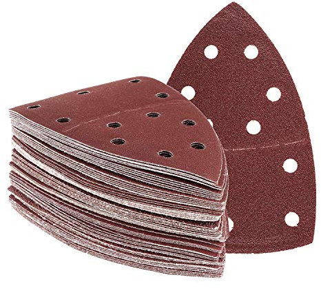 50 hojas de papel de lija con , grano 40, papel de lija Prio, 105 x 152 mm, para lijadora múltiple, discos triangulares, hojas de lija