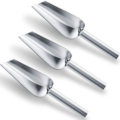3 Packs 6 Ounce Stainless Steel Ice Scoop Small Metal Food Scoop for Home Kitchen Shop Bar Buffet Ice Cube Candy Popcorn Coffee Beans Food Jars Canister