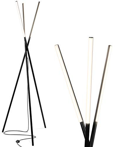 Brightech Stix LED Tripod Floor Lamp for Living Room - Dimmable Modern Standing Lamp, with 3 Lights for Bedroom - Contemporary Office Lighting - Black