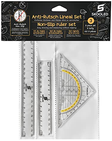 Das AntiRutsch Lineal und Geodreieck 3 in 1 Set rutschfestes Set zum sicheren und einfachen Zeichnen und Messen