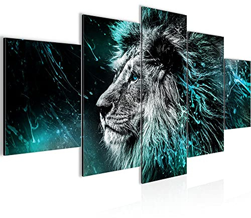 Runa Art Bild Wohnzimmer Schlafzimmer Löwe 5 Teilig Graffiti Schwarz Bunt Wandbilder auf Vlies Leinwand 039553c