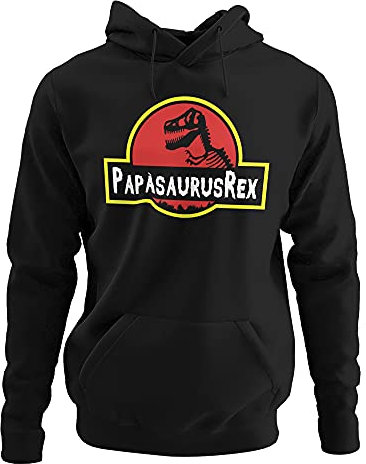Felpa con cappuccio Uomo, Papàsaurusrex, Festa Del Papà, Regalo Anniversario Per Lui, Maglia Futuro Papà, Regali Vintage Film Anni 90 Papa, Felpa Papà e Figlio, Cinema, Felpe Di Coppia (Nero, S)