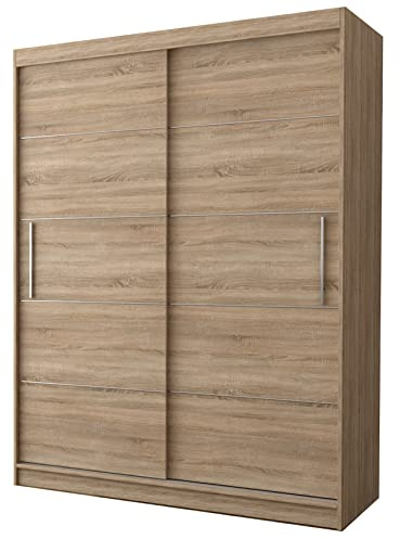 Fabryka Mebli Idźczak Kleiderschrank, Wohnzimmerschrank - Sonoma Schwebetürenschrank, Schlafzimmerschrank - ‎61 x 150 x 200 cm - Schrank für Schlafzimmer, Wohnzimmer, Garderobe, modern