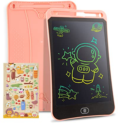 Genialba Tableta de Escritura LCD de Colores de 8,5, Tablero de Dibujo Electrónico - Tablero de Grafiti con Pizarra de Dibujo Borrable Portátil, Regalo para Niños (Rosa)