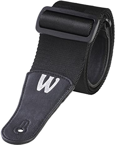 Warwick Nylon Bass Strap - Black, Silver Embossing