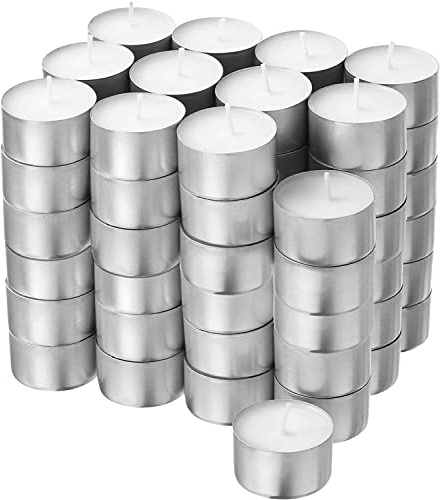 Lot de 100 bougies de thé longue durée 8 heures Bougie blanche sans parfum de paraffine