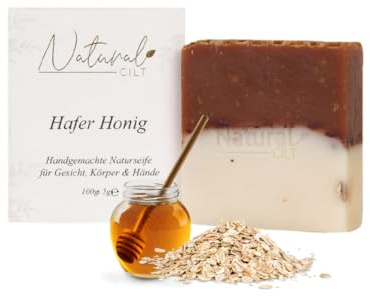 Natural Cilt Hafer Honig Seife - 100% Naturseife - ohne bedenkliche Inhaltsstoffe - Zertifiziert - Handgemacht - Duschseife für alle Hauttypen - Duschgel - Naturkosmetik