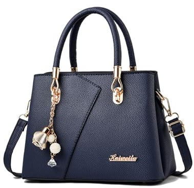 FANDARE Damen-Henkeltaschen Mehrfachtasche Handtasche PU-Leder Umhängetaschen Schultertaschen Wasserdicht Messenger-Tasche für Reisen Einkaufen Arbeiten Blau