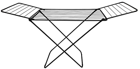 MSV, Zusammenklappbarer Wäscheständer mit Flügeln, 18 m Trockenfläche, Praktisches und Kompaktes Design, Ideal für Innen und Außen, Farbe Schwarz, Standardgröße, 180 x 50 x 108 cm