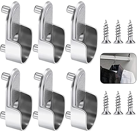 CJBIN 6 Stücke Kleiderstange Halterung, 15mm Kleiderstangenhalter Kleiderstange Halterung mit Schrauben, Schrankrohrlager Stangen Halterung für Schrankrohraufhänger Kleidung Rutenhalter
