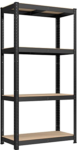 SONGMICS Schwerlastregal, Kellerregal, Lagerregal, 40 x 80 x 160 cm, Regal mit Stahlgestell, bis 520 kg belastbar, 4 verstellbare Ablagen, schwarz GLR044B01