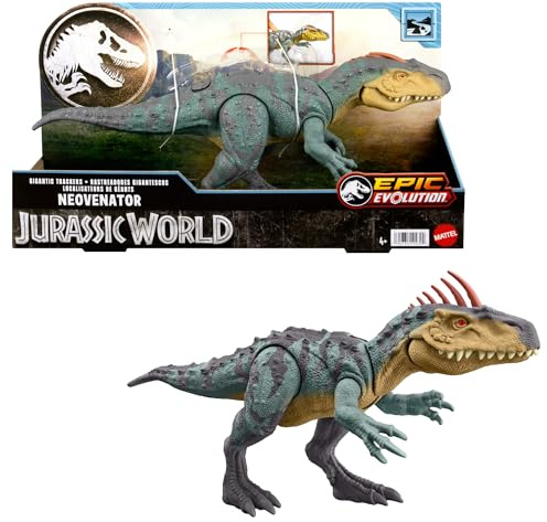 Mattel Jurassic World Gigantic Trackers Neovenator Dinosaurio de juguete con movimientos de ataque, +4 años, HTK78