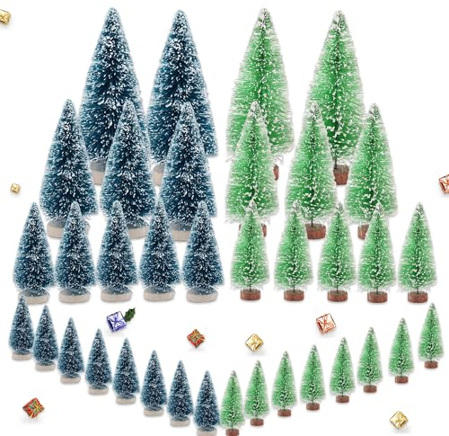 RYAN 36 Piezas Árbol de Navidad Mini Árbol de Navidad Arboles de Navidad Adornos de Nieve de Invierno Modelo de Mesa Árboles para decoración de Fiesta de Navidad Decoración