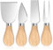 KALIONE 4 PCS Cheese Knives Set with Wooden Handle, Butter Cutter, Mini Stainless Steel Cheese Fork Knives Shovel for Cheese Slicer, Cake, Dessert and Butter Cutter