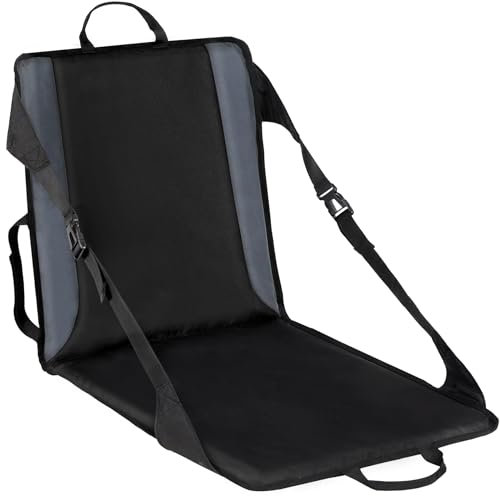 campMax Tragbares Stadion-Sitzkissen für Bleicher mit Rückenstütze, zusammenklappbarer Sitz, leicht, für Garten, Outdoor, Boden, Sport, Strand