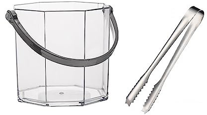 Seau à Glaçons Seaux à glace en acrylique avec pinces et poignées Seau à vin en plastique de 950 ml Bouteille Refroidisseur de boisson Seau à glaçons Champagne Vin Bière Boisson Rafraîchisseur Champag
