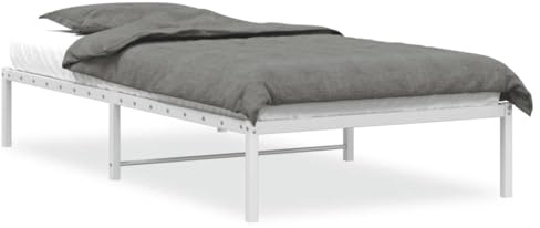 vidaXL Sängram metall vit 100x200 cm, säng, metallsäng, metall sängram, sängar, metallsängar, metall sängramar, gästsäng, gästsängar, enkelsäng