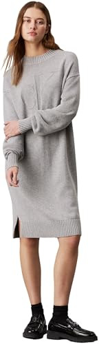 Calvin Klein Donna Abito Loose Sweater Dress Abito in Maglia, Grigio (Grey Heather), S