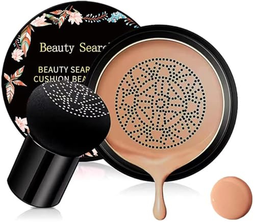 CC Cream Foundation mit Pilzkopf Air Cushion BB Cream Moisturizing Concealer Volle Deckkraft für ein makelloses Make-up Lange Haltbarkeit (Brünettbraun, Mittel)