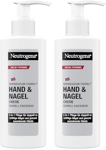 Neutrogena Hand & Nagel Creme (150 ml), feuchtigkeitsspendende Handcreme mit 4-in-1 Pflege für schöne Hände & Nägel, schnell einziehende Hautpflege mit Panthenol & Glycerin im Handcreme Spender