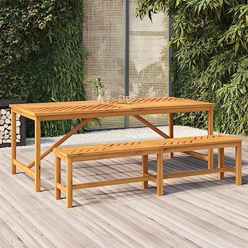KTHLBRH Outdoor Tisch Gartenmöbel Tisch Terrassentisch Balkontisch Garten-Esstisch 200x90x74 cm Massivholz Akazie für Rasenflächen, Gärten, Terrassen
