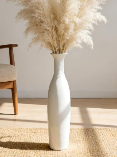 White Ceramic Tall Floor Vase,19.7 Inch Large Decorative Vase for Home Decor,Living Room,Bedroom,Bathroom,Kitchen,Centerpieces,Office,Minimalism Style Design for Pampas Grass Vase