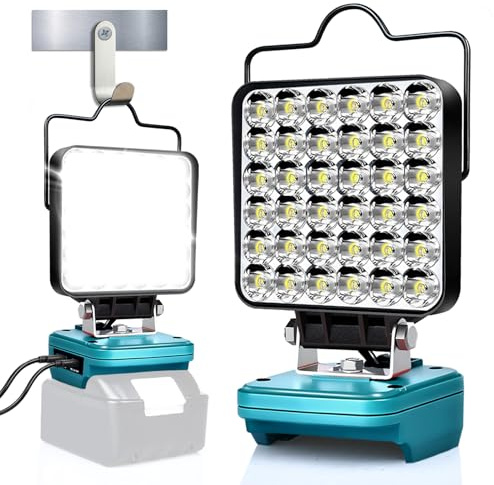GZYZ Akku Lampe 108W 5400LM Für Makita 18V, LED Kabellose Arbeitsleuchte,Baustellenlampe mit USB- und Typ-C Ladeanschluss und Niederspannungsschutz für Gärten, Hinterhöfen, Garagen(Keine Batterie)