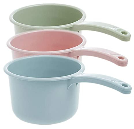 Water Scooper for Bath Plastic Water Ladle Thicken Bath Spoon Big Water Dipper for Bathing Kitchen Gardening, 3 Pcs/Set, Pink/Blue/Green