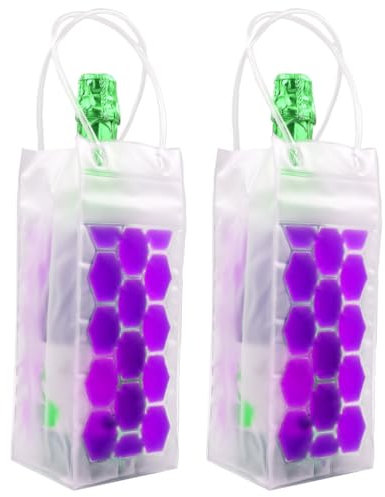 Wine Cooler Bag, Ice Bag for Wine Beer Bottle (2 Pack) Instant Cooling and Keeps Your Drink Cold Keep Cool and Chill Champagne Wine (Purple)