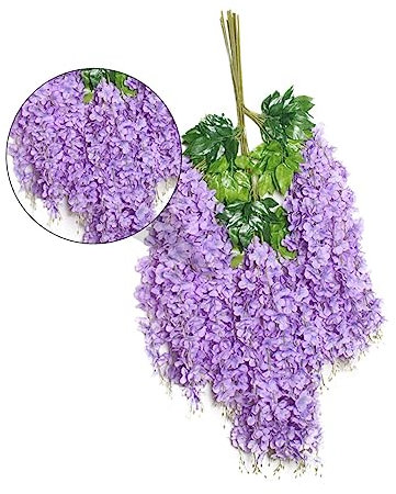 MUSISALY 12 Stücke Künstliche Seide Wisteria Vine Gefälschte Hängende Glyzinien Blume Für Hochzeit Home Office