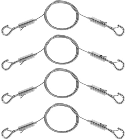 4 Stück Fotodrahtseil 1m Fotokette Edelstahl 304 30 kg Tragfähigkeit Fotoleine Kein Werkzeug Erforderlich Fotoseil Stahlseil Fotos Aufhängen zum Aufhängen Foto Postkarten (4)