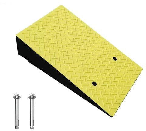 Generisch Robuste Bordsteinrampe aus Gummi, gelb, tragbare Schwellenrampe für Auffahrt, Rollstuhl, Motorrad, Laderampe, Auto, Roller, Gehweg, Bordsteinkante, Fahrrad, LKW (18 cm/7 Zoll)