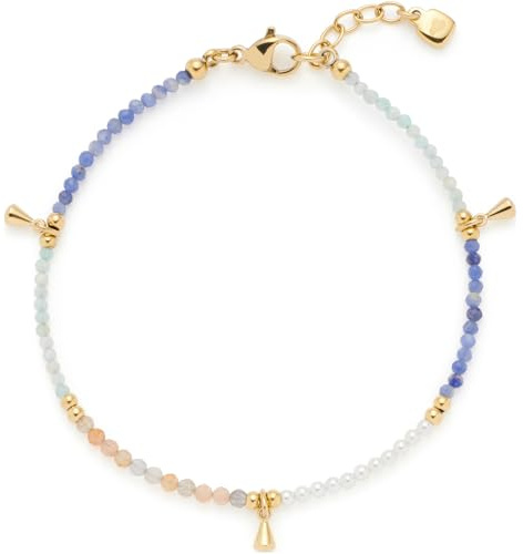 JEWELS BY LEONARDO Armband Ciao Babelli, Arm-Schmuck aus goldfarbenem Edelstahl, pastellfarbene Natursteinchen und kleine Goldtropfen, 18-19,5 cm Länge, Schmuck Damen, 024472