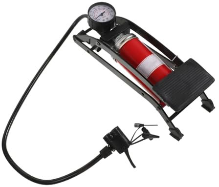 OUNONA Fußpumpe Für Autoreifen Mit Manometer Rutschfester Tretfuß Multifunktionale Hochdruck Bodenluftpumpe Für Pkw Motorrad Fahrrad Und Aufblasbare Gegenstände