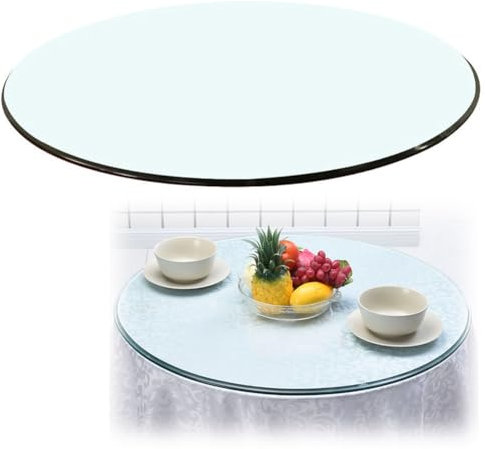KXWOQ3ED Runde Glastischplatte, 48 cm - 100 cm Durchmesser Tischplatte aus gehärtetem Glas als Ersatz, klarer Tischplattenschutz für Esstisch, Couchtisch, Gartentisch(100 cm (40 inch))