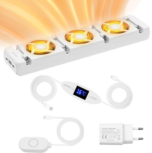 Sorlpv Heizkörper Ventilator mit Smartes Thermostatschalter, 3 Fans Heizkörperverstärker für Heizungen, Effizienz der Heizung, Bis zu 25% Energie Einsparen, Geräuscharm Heizungsventilator (Mono Set)