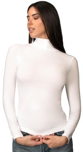 Intimidea - T-Shirt Manches Longues Femme, col roulé, Cachemire et Modal, Douce et Chaude, 212818