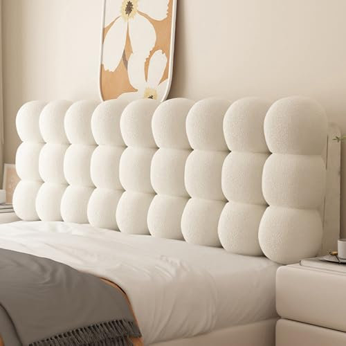 Generisch Dick Wandpaneele Gepolstert, Gepolsterter Kopfteilbezug, Lesekissen Gepolsterter Kopfbezug Für Wandschutz Bett(White,150cm)