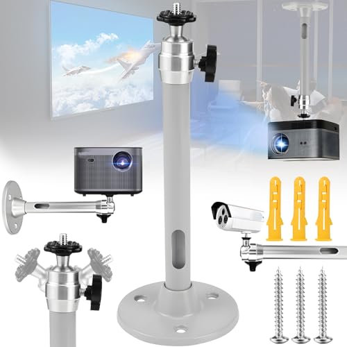 dcas Mini Support De Projecteur Mural Au Plafond, 1/4 Impérial Support Videoprojecteur Plafond, Rotation à 360° Support De Plafond Pour Projecteur, 21.5cm Support Retroprojecteur Plafond (Porteur 5KG)