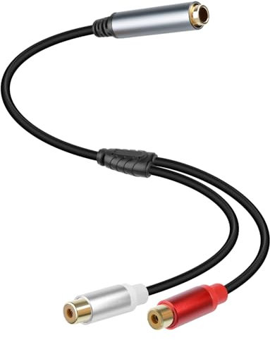 RIIEYOCA 6.35mm to 2 RCA Splitter Audio Cable,1/4 inch TRS Stereo Jack Female to Dual RCA Female Plug Cable for Sound Mixers, Amplifier,AV Receiver (30CM/1FT)