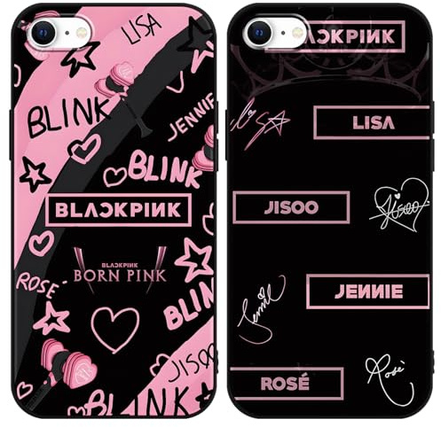2 Stück Handyhülle für iPhone 7/iPhone 8/iPhone SE 2022/2020 Hülle 4.7'', Blackpick Kpop Star Rose Jenny Lisa Jisoo Ästhetik mit Motiv Designs Case Schwarz Schutzhülle Stoßfest TPU Ultra Dünn Cover