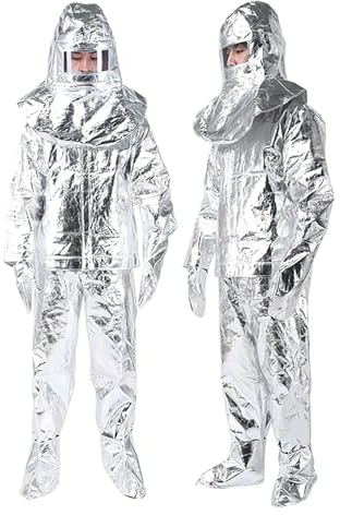 Jidanmian Tenue aluminisée résistante à la Chaleur, Tenue Ignifuge, Protection Contre Les radiations Thermiques (500-1000 °C), Sangles croisées, pour la Lutte Contre l'incendie(500)