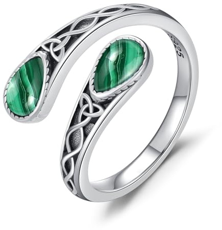 Anelli in argento sterling 925, per donna, agata muschiata, turchese, pietra di luna, ambra, malachite, idea regalo per Natale, festa della mamma, San Valentino, Argento sterling, Malachite