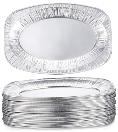 FOMIYES 30 pezzi Alluminio Resistenti per Catering Barbecue e Feste Teglie Stoviglie Usa e Getta per Preparazione e Conservazione Alimenti