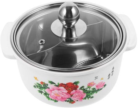 ABOOFAN Pentola per Hot Pot Scottatura in Acciaio con Trasparente Piccola Pentola da Persona con Uniforme per Cucina Induzione Facile da