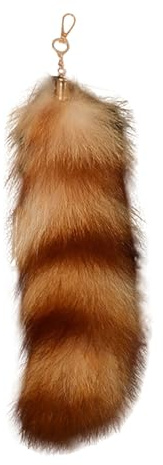 Tierschwanz Anhänger etwa 40cm Fell Schwanz Keychain Extra Groß Schlüsselring Tasche Zusätze Auto Schlüsselketten Anhänger Weich Flaumig Dicht Dekoration Ursprüngliche Natürliche Farben