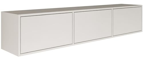 Selsey TV Lowboard - Weiß Farbe Moderne Fernseher Kommode 150 x 30 x 30 cm (BxTxH) TV Unterschrank für Wohnzimmer Schrank mit Klappen Push to Open Lowboard Hängend TV Cabinet Wandmontage